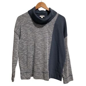 J.Jill Cowl Neck Sweater Blue/White Marled and Colorblock